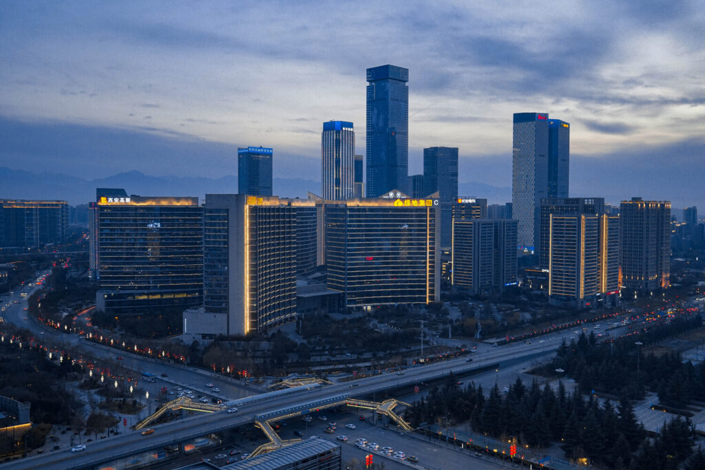 Xi'an skyscrapers in the night