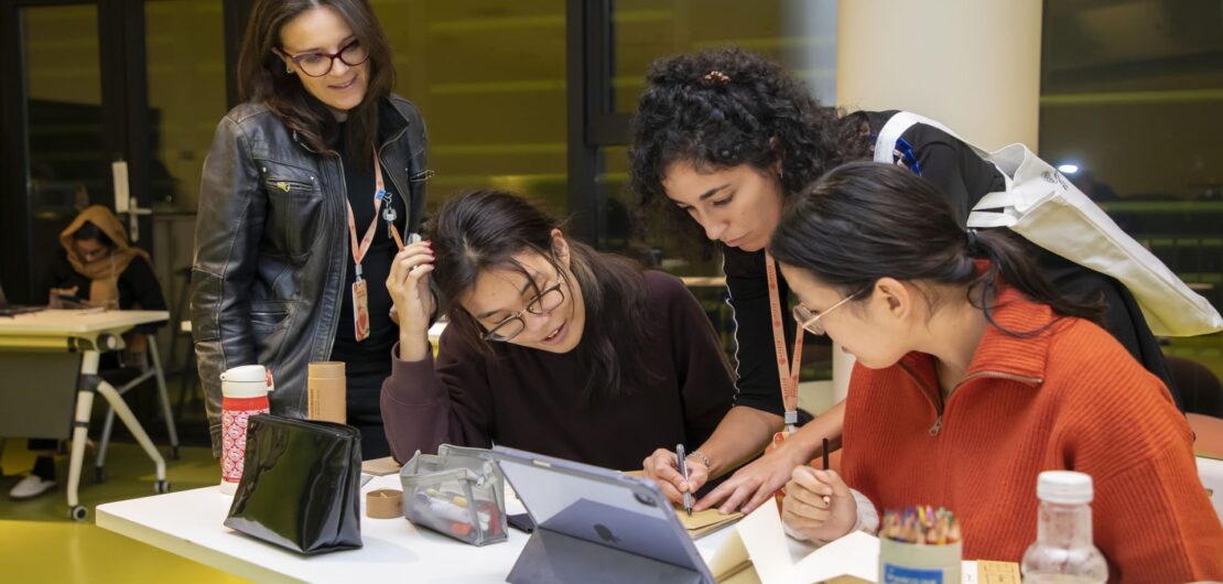 Joint school students attend a class of "Basic design skecth" held by Polimi professors in the Milan building