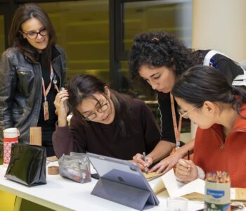 Joint school students attend a class of "Basic design skecth" held by Polimi professors in the Milan building